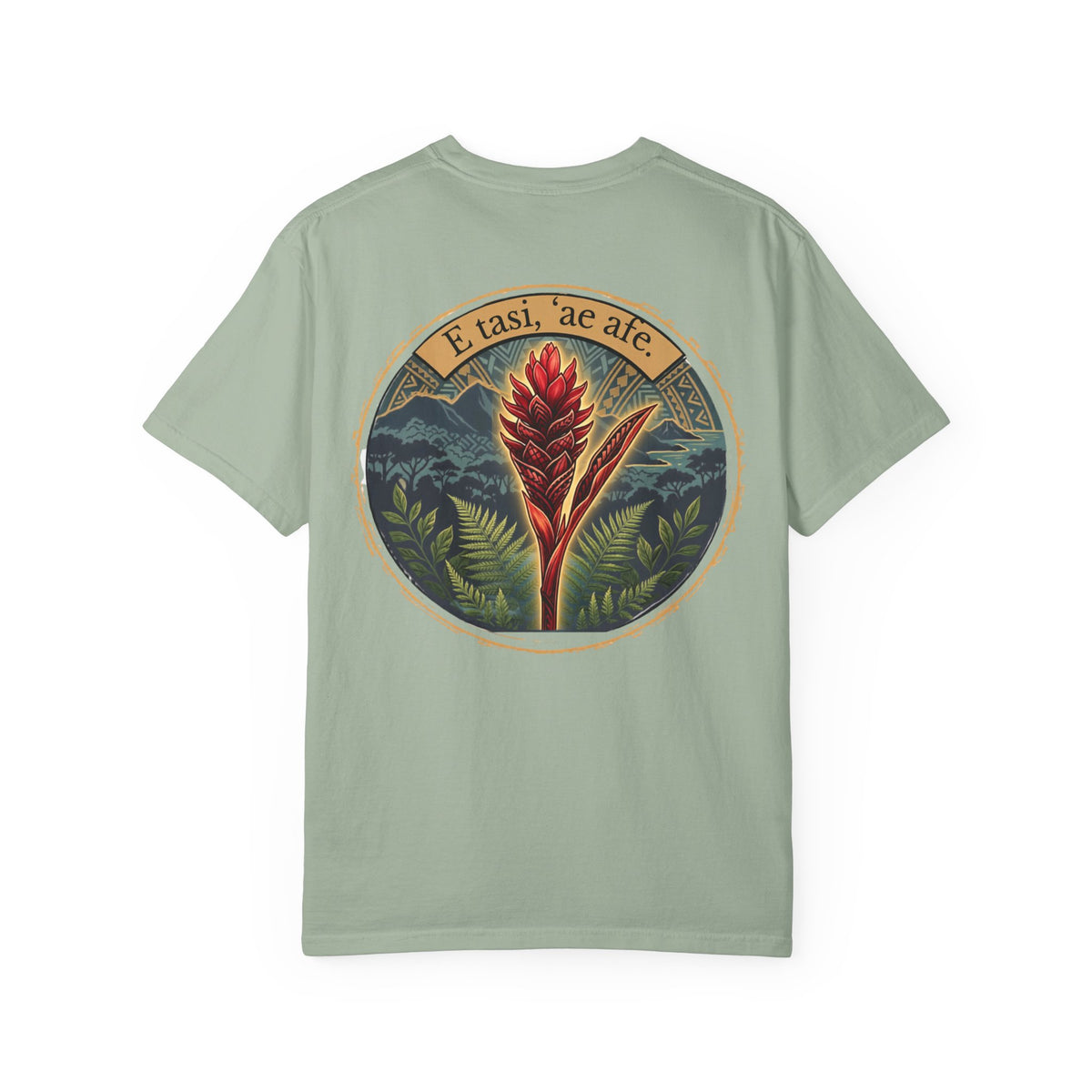 T-Shirt — Teuila (Avapui Mumu) Red Ginger Floral Graphic Tee ( Samoan Proverb "E tasi, 'ae afe")