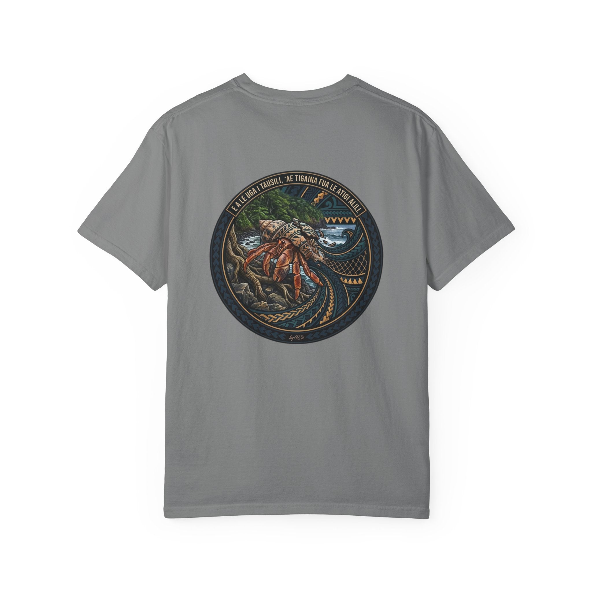 Samoan Proverb (Alagaupu) Hermit Crab Graphic T-Shirt — Vintage Coastal Fishing Tee