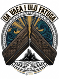 Back print: full style design of a split ridge-beam (fatuga) — 'Ua vaea i ulu fatuga', Divided at the Fatuga