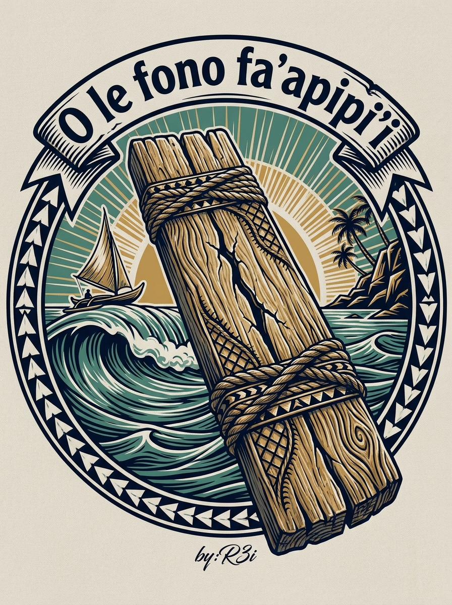 Back print: full design — the temporary patch (O le fono fa'apipi'i)